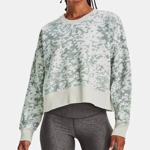 UA Rival Fleece Camo Crew Neck Mint Green White Under Armour Boxy Sweatshirt XS